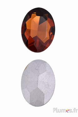 Ovale cabochon van gefacetteerd glas - 30 x 20 mm - rooktopaas